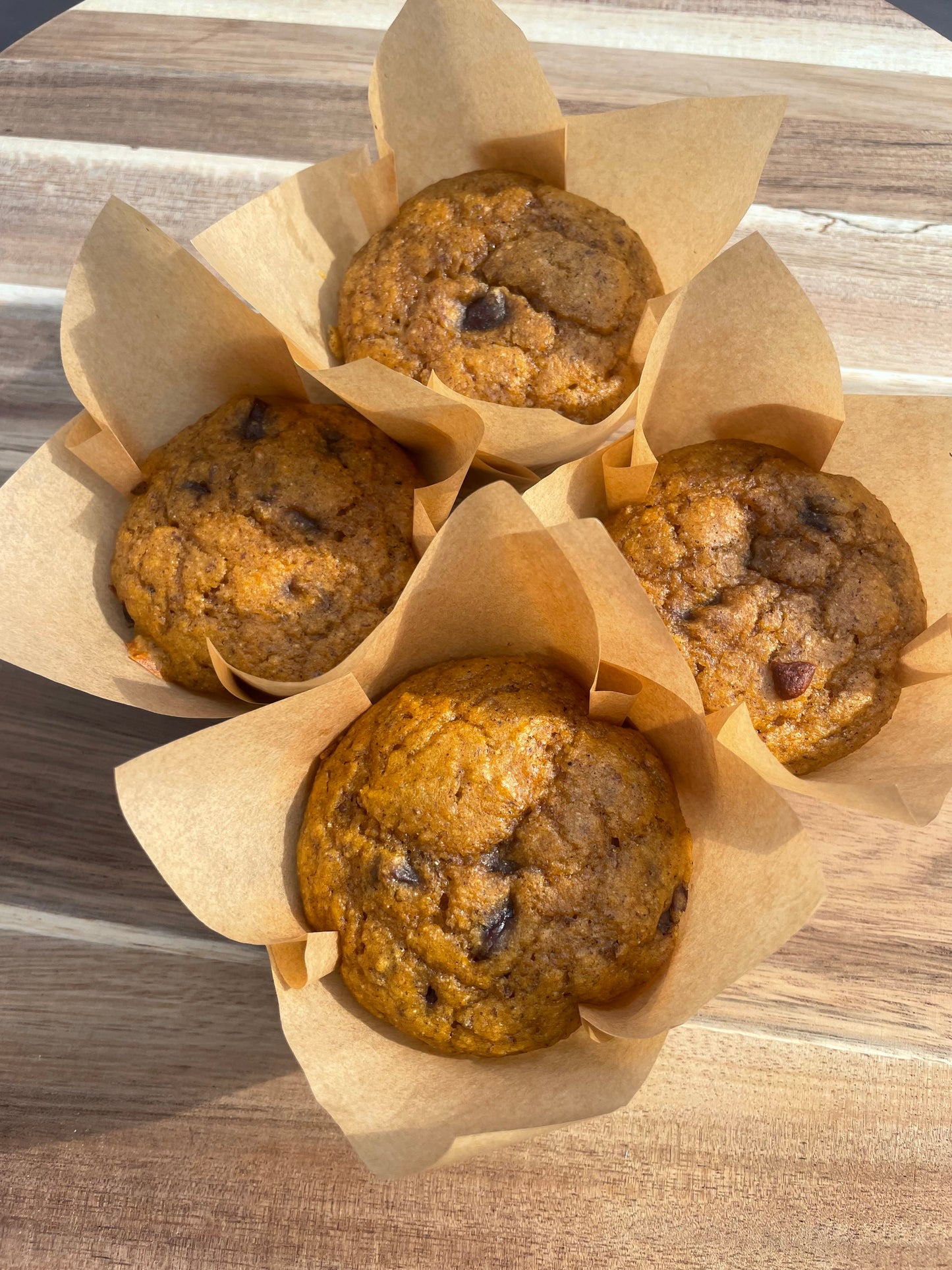 protein pumpkin choco chip muffins